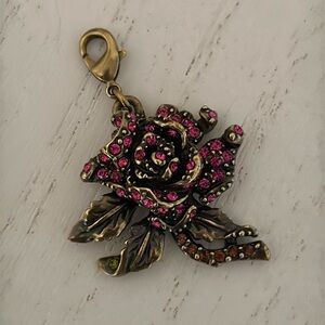 Heidi Daus Swarovski Crystal Rose Charm with Lobster Claw Clasp